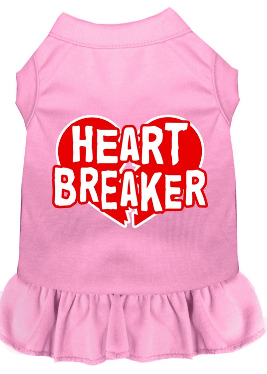 Heart Breaker Screen Print Dress Light Pink XS